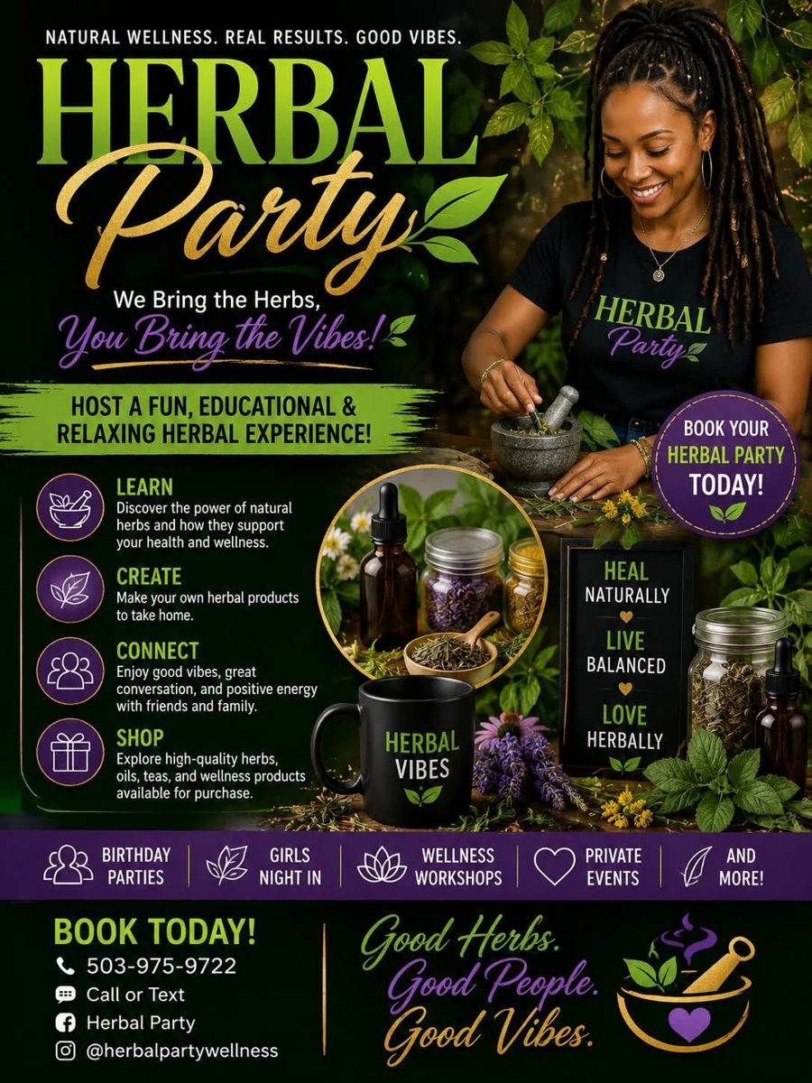 Rhodes Herbs Herbal Party flyer