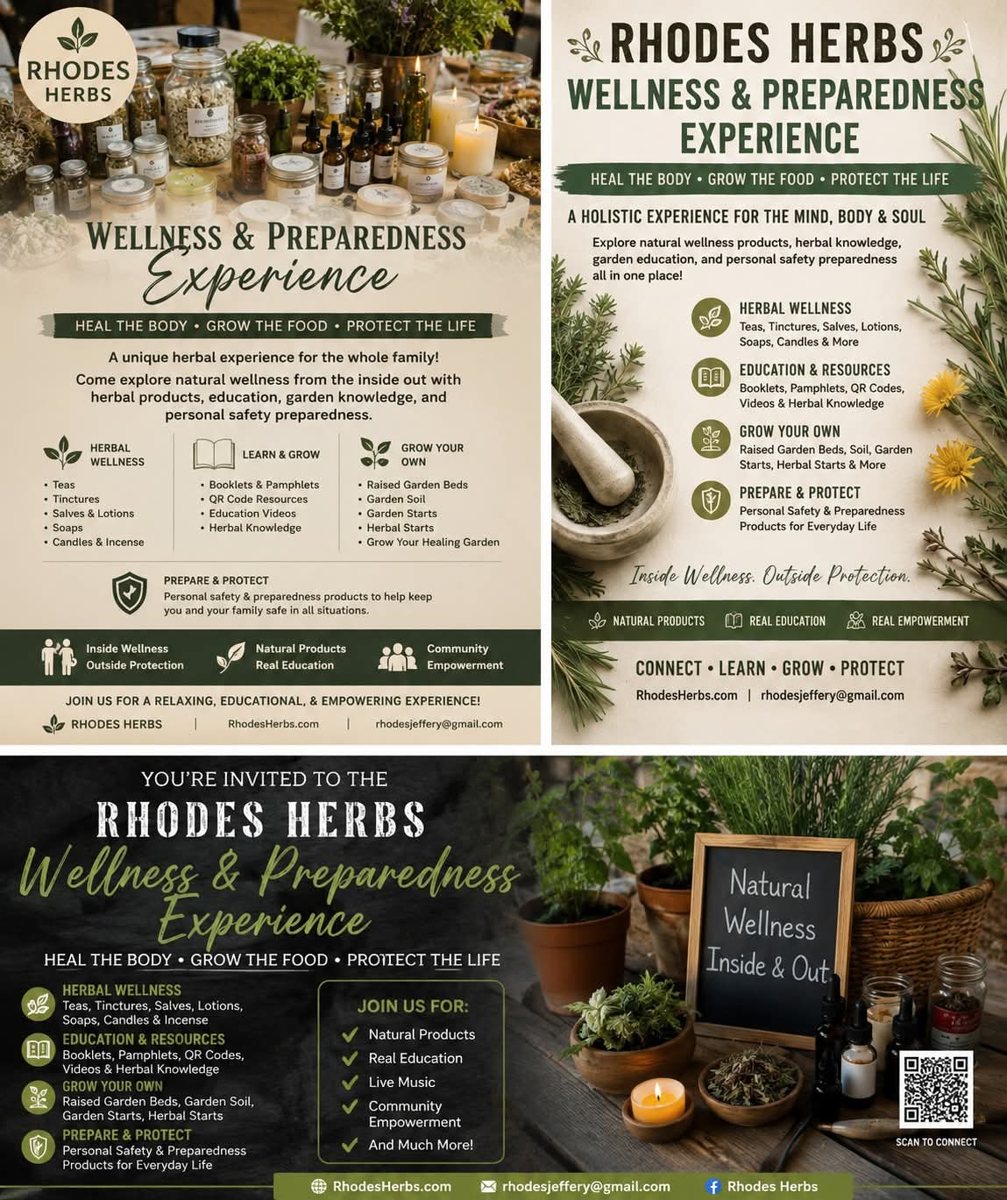 Rhodes Herbs Wellness and Preparedness Experience flyer